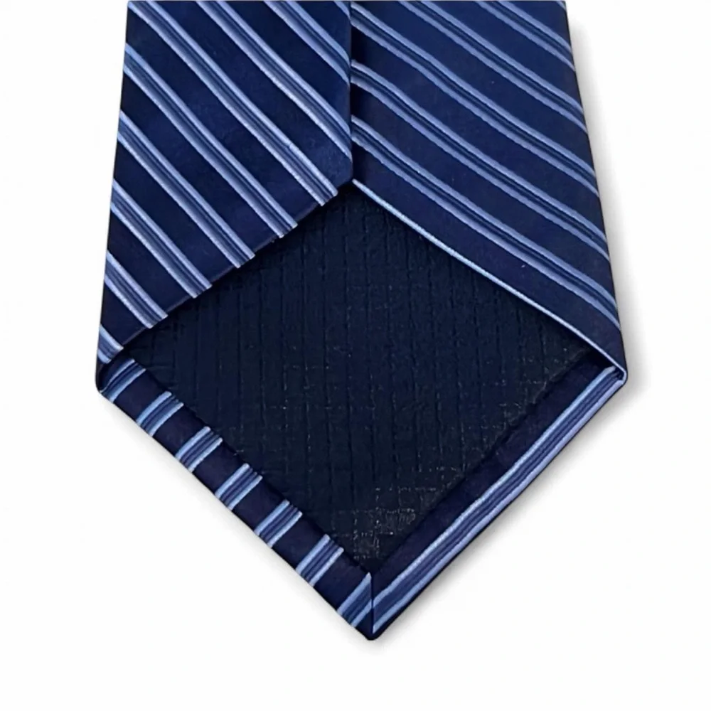 Jones New York Striped Silk Tie Blue